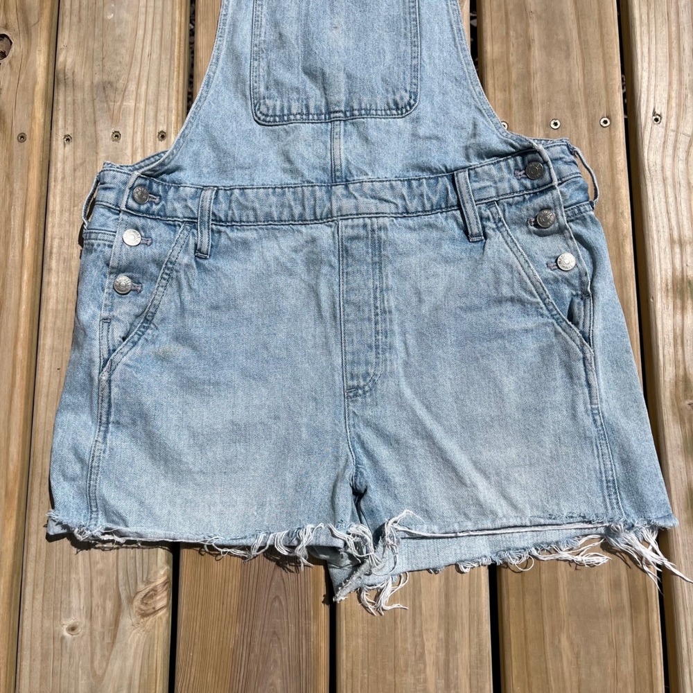 Madewell Adirondack Shortalls Jean Short Overalls Cotton Blue Denim Cutoff Large - Picture 4 of 5